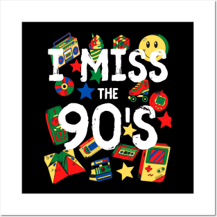 I Miss the 90's Nostalgia Vintage 1990s Throwback Red/Yellow/Green/Blue Posters and Art